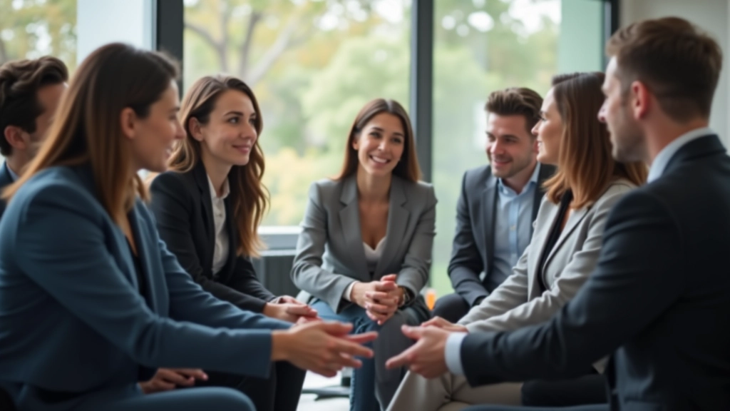 Grupo de pessoas numa reunião de trabalho, mostrando comunicação autêntica e escuta genuína