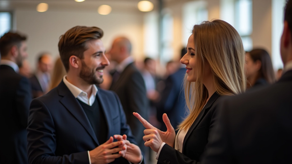 Evento de networking com profissionais em conversa